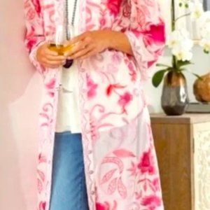 Soft Surroundings Embroidered Duster Topper Pink 1X